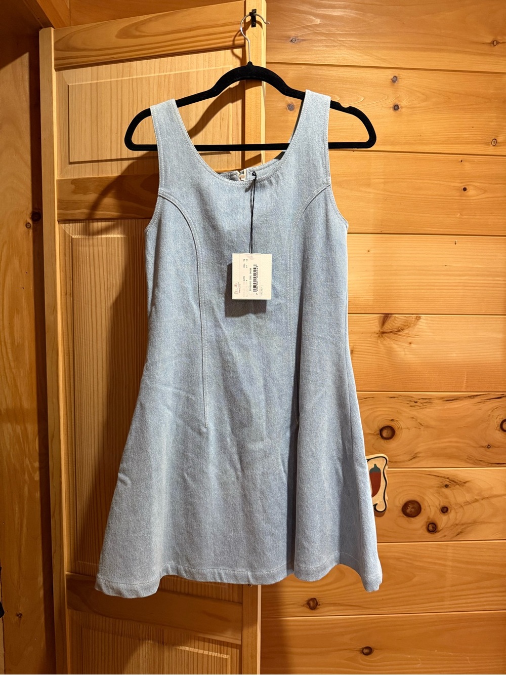 Light Blue Sleeveless A-Line Dress cotton denim skater style